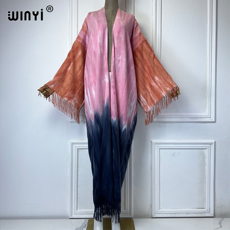 Street Fashion Dubai - WINYI-cárdigan con borlas de invierno teñido