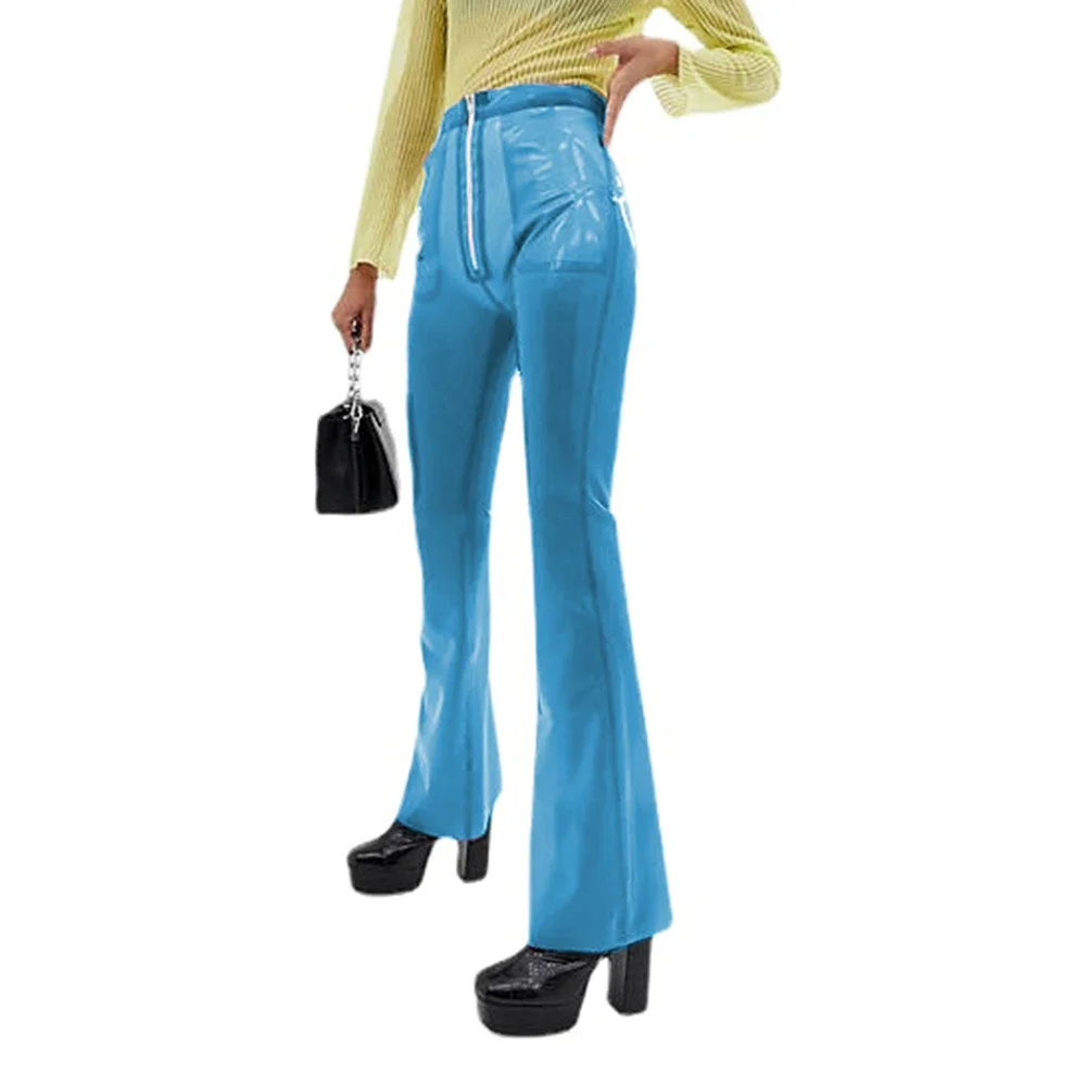 Queen Street Fashion - Pantalones largos de plástico transparente para