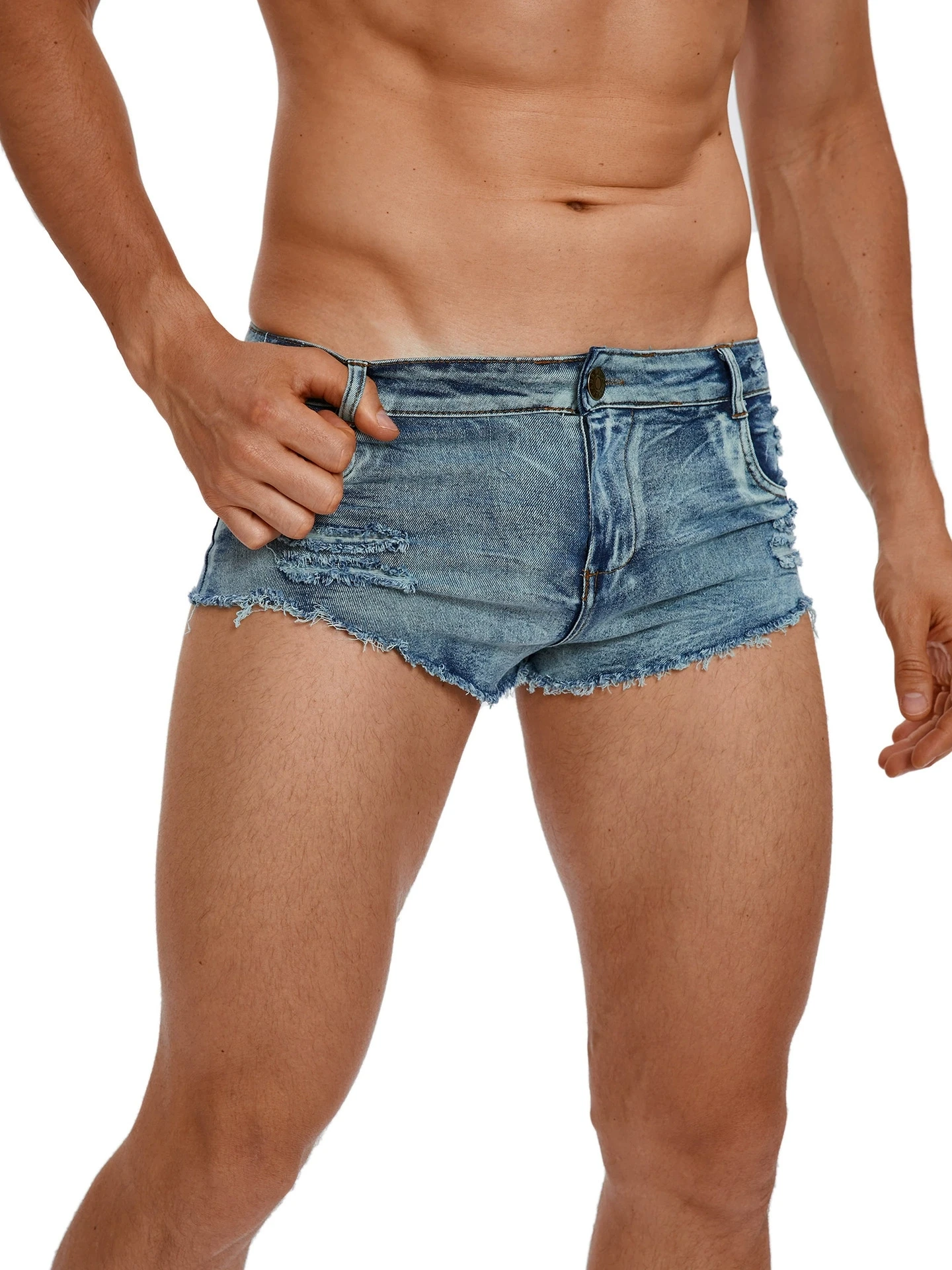 Street Fashion Jeans - Pantalones Cortos de Mezclilla para Hombre,